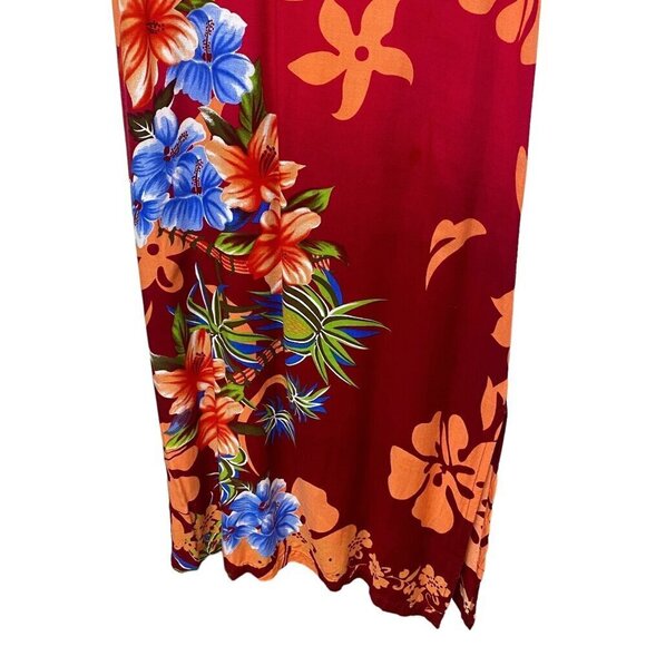 Vintage Hawaiian Long Dress Size S/M by Jane Ashley Red Aloha Rayon Maxi Tank - Picture 5 of 10
